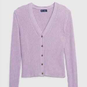 Gap Women's Skinny Rib V Neck Buttondown Cardigan Amethyst/Purple Size Large